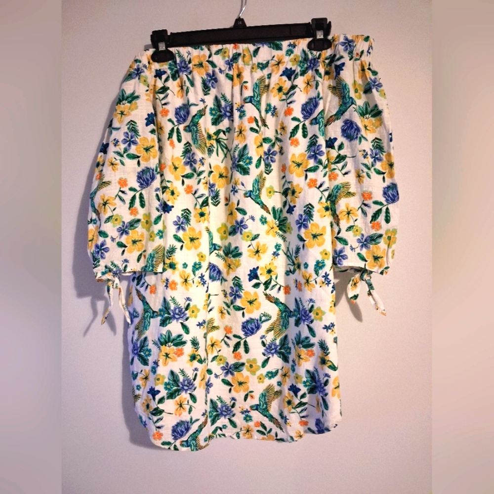 Floral Off-Shoulder Dress Or Top Size Large